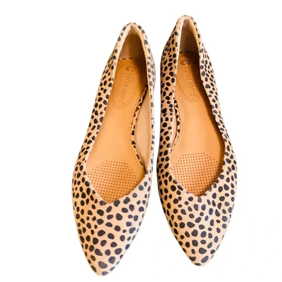 CORSO COMO Jullia Suede Leopard Spots Animal Print Pointed Toe Flats Size 7 - Picture 3 of 11